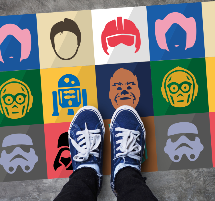 Film character faces teen vinyl rug - TenStickers
