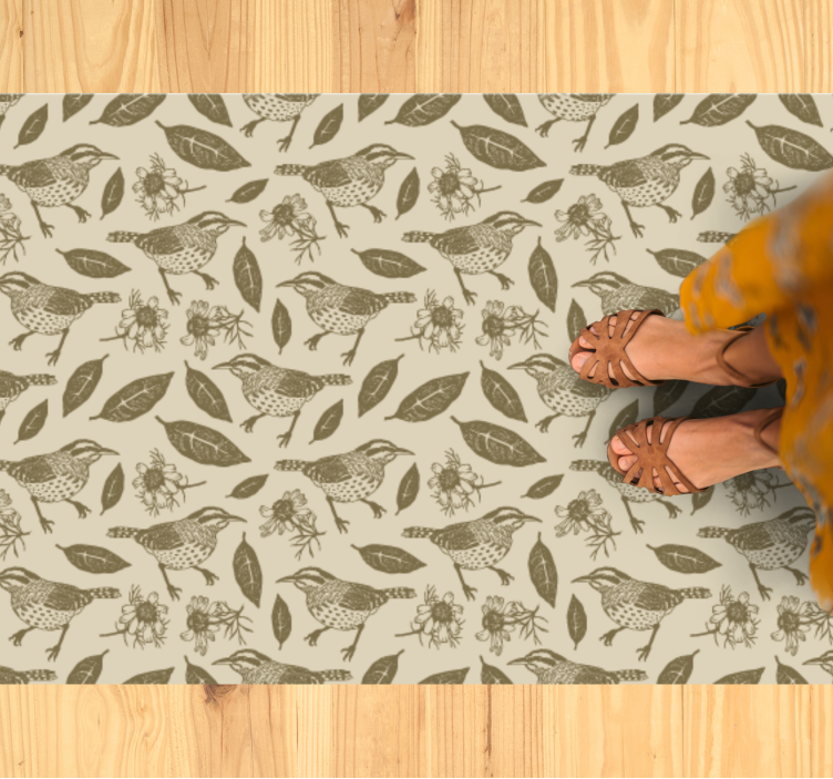 Charming Bird Motif nature vinyl rug - TenStickers
