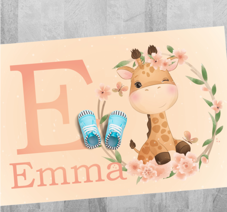 Charming Giraffe Artwork custom vinyl rug - TenStickers