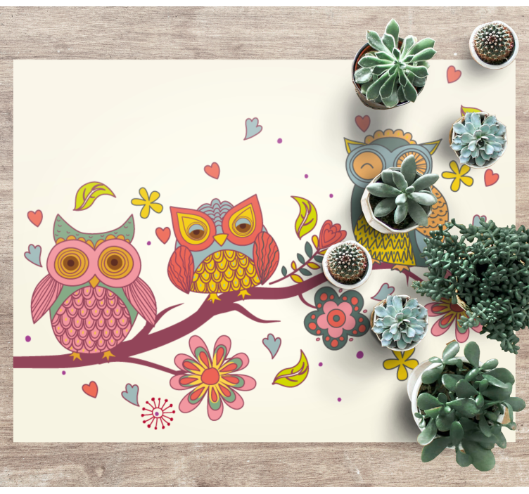 Charming Owl Trio animal vinyl rug - TenStickers