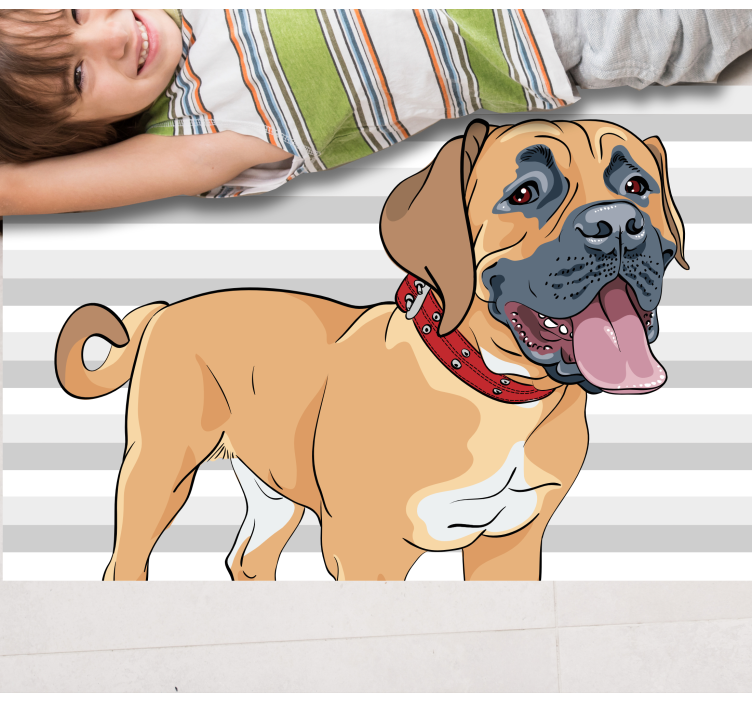 Panting mastiff illustration animal vinyl rug - TenStickers