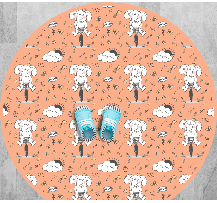 Cheerful Elephant Theme kids vinyl rug - TenStickers