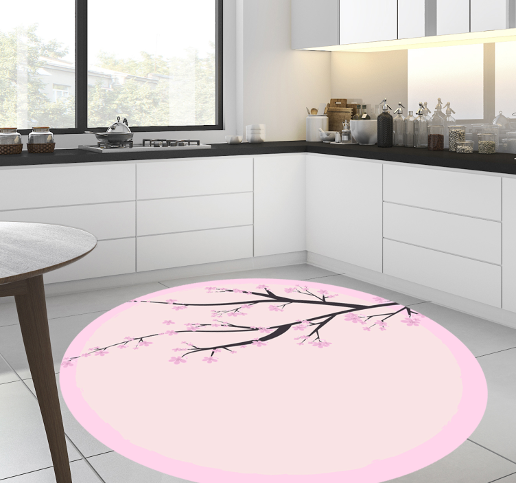 Cherry blossom branch floral vinyl rug - TenStickers