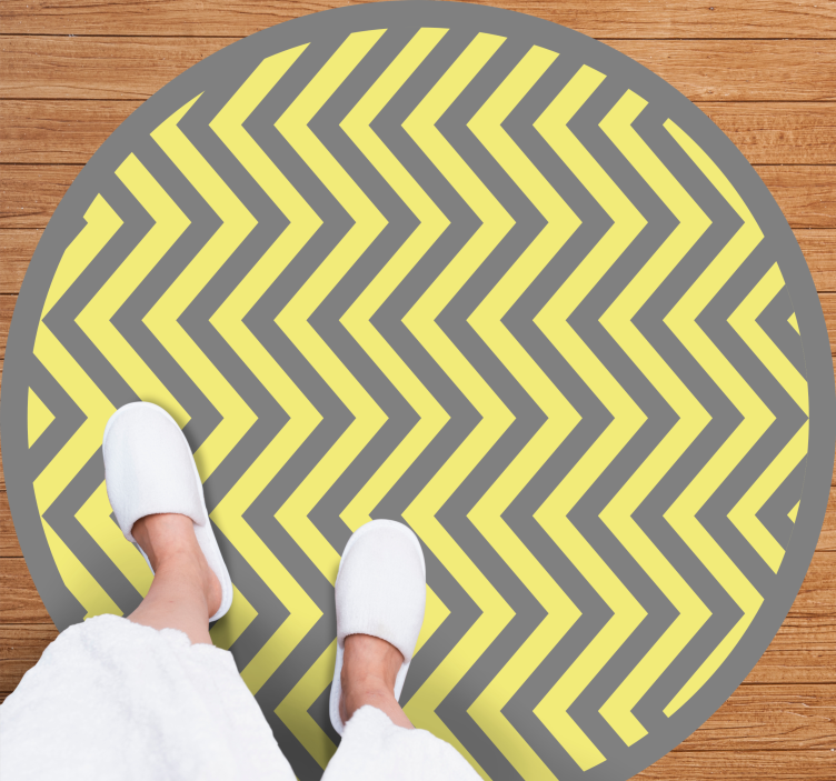 Chevron Style Yellow geometric vinyl rug - TenStickers