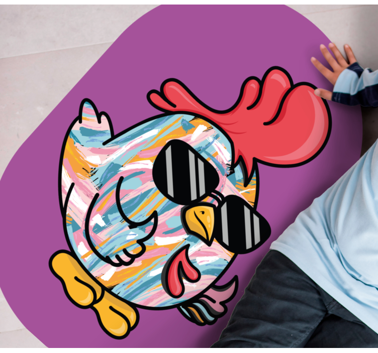 Chic Chicken Character kids vinyl rug - TenStickers