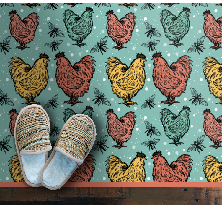 Chick and bees vintage design animal rug - TenStickers