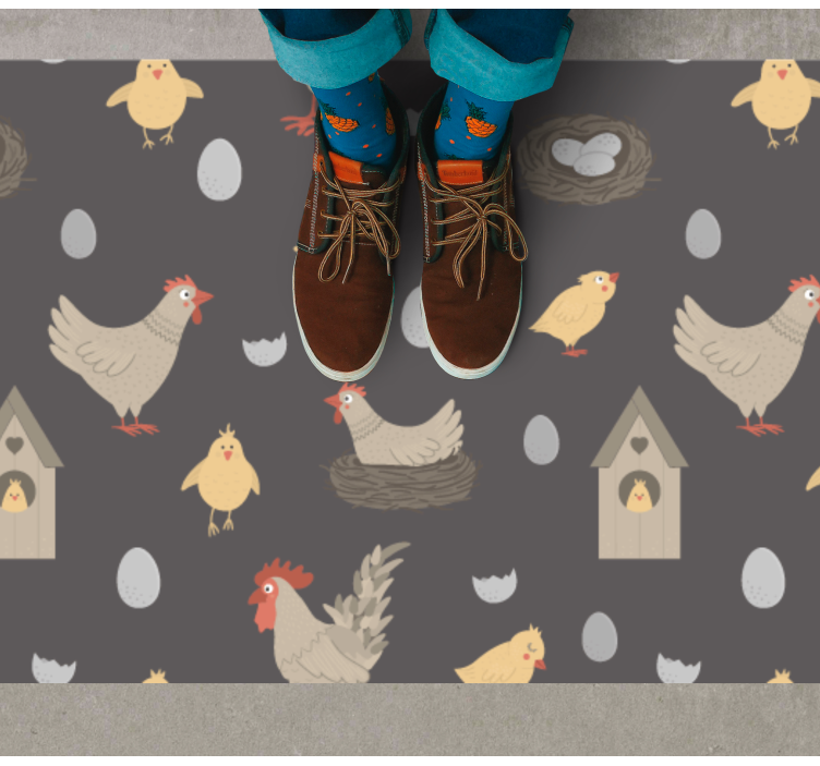 CHICKENS AND NESTS PATTERN nursery vinyl rug - TenStickers