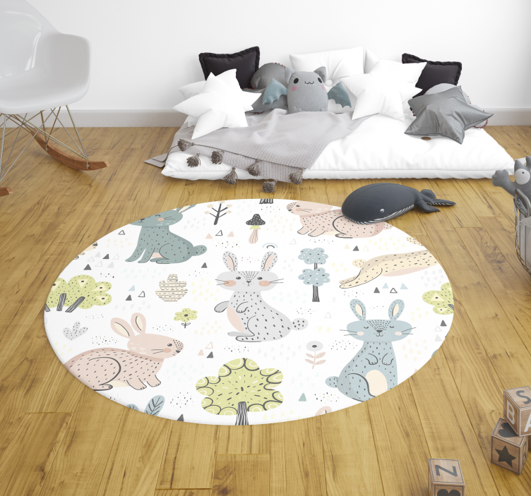 circular bunny illustrative nursery rugs - TenStickers