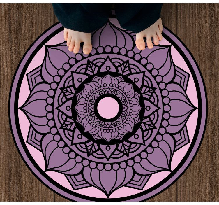 Circular Floral Pattern mandala vinyl rug - TenStickers