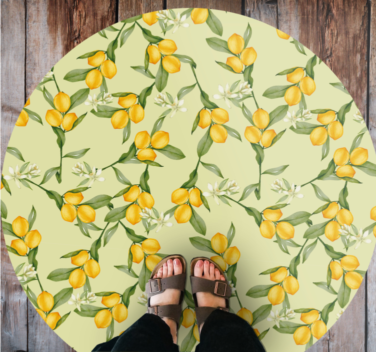 Citrus Blossom Pattern kitchen vinyl rug - TenStickers