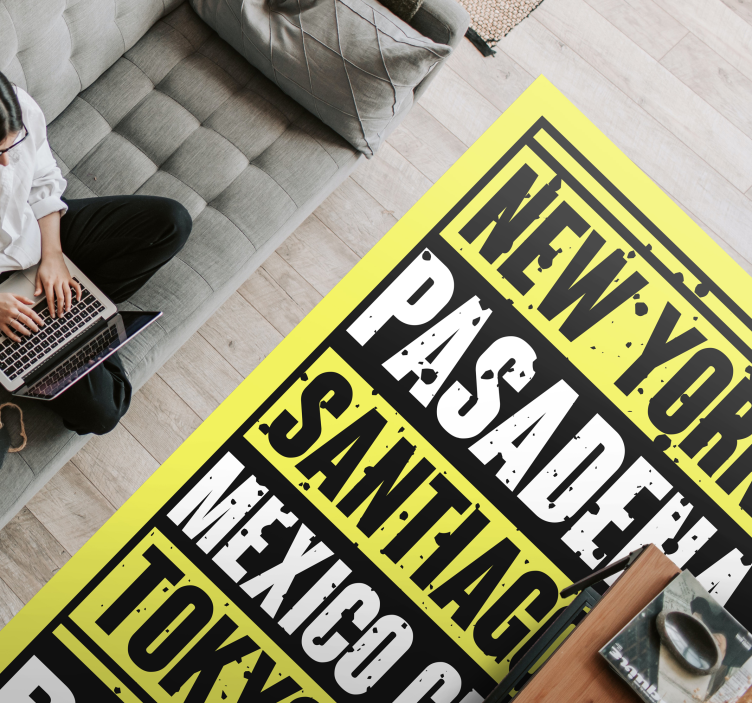 City Names custom vinyl rug - TenStickers