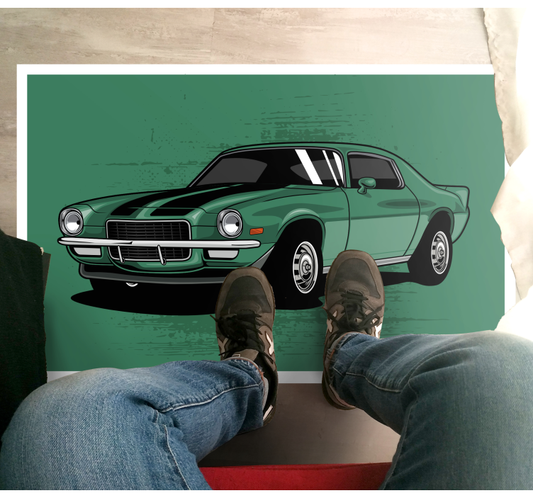 Classic Car View road vinyl rug - TenStickers