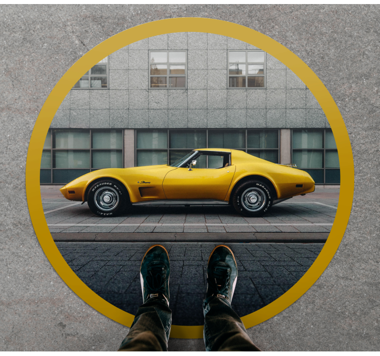 Classic yellow car teen vinyl rug - TenStickers
