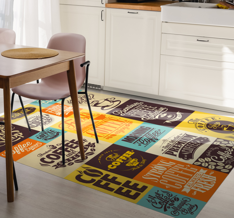 Coffee design kitchen floor tiles - TenStickers