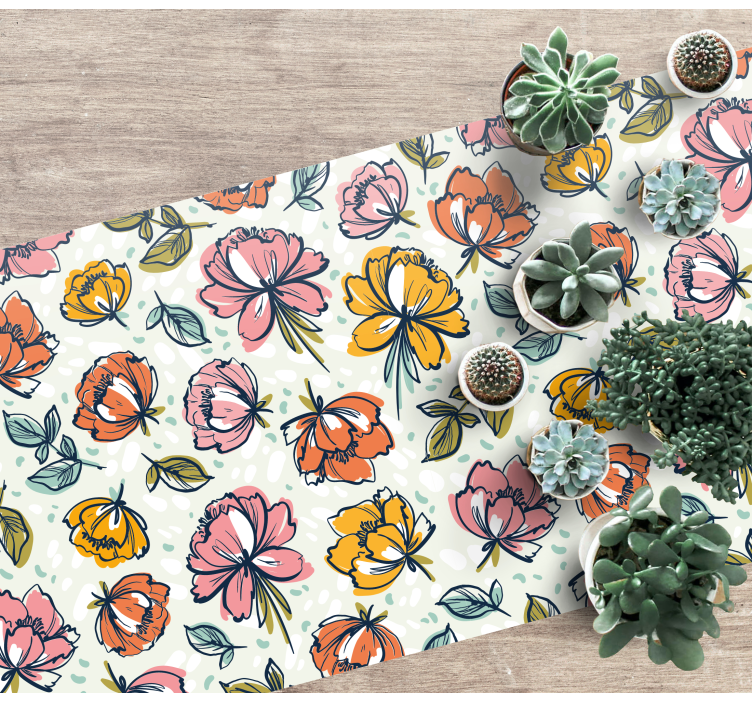 Colored abstract flower pattern floral rug - TenStickers