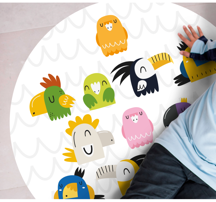 Colorful Bird Faces kids vinyl rug - TenStickers