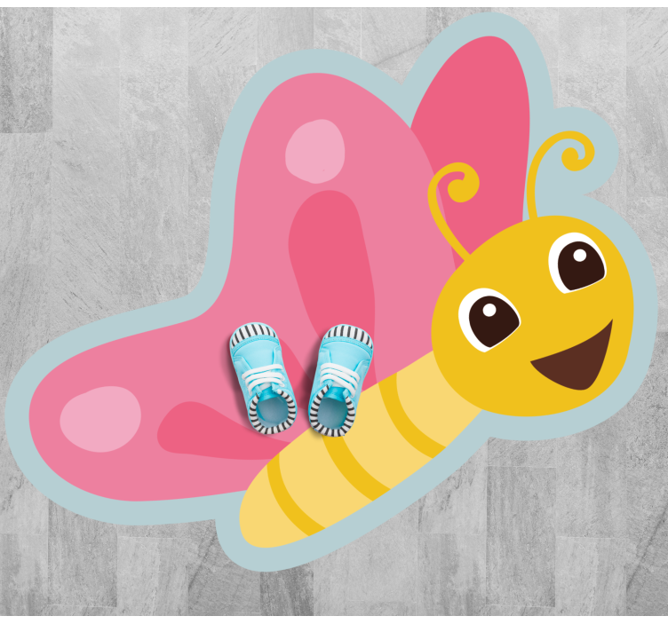 Colorful Butterfly Character kids vinyl rug - TenStickers