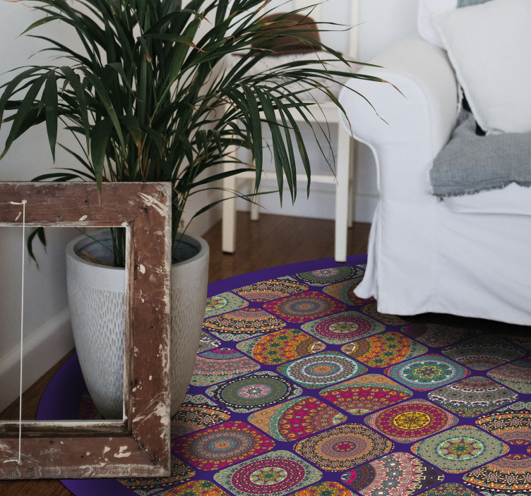 Colorful Circular Patterns mandala vinyl rug - TenStickers