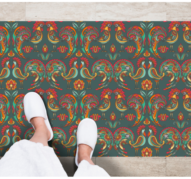 Colorful Folkloric Motifs mosaic vinyl rug - TenStickers