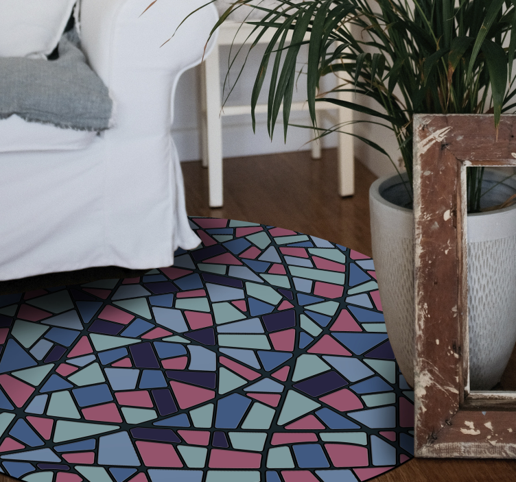 Colorful Geometric Arrangement mosaic vinyl rug - TenStickers