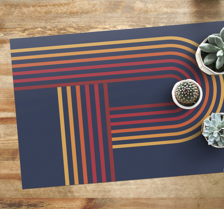 Colorful line overlay geometric vinyl rug - TenStickers