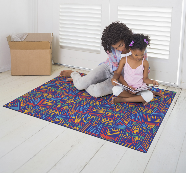 Colorful Mandala Pattern Overlay ethnic rug - TenStickers