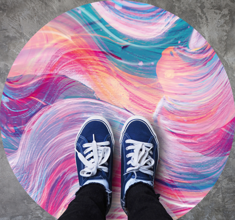 Colorful oil paint strokes circular rug - TenStickers
