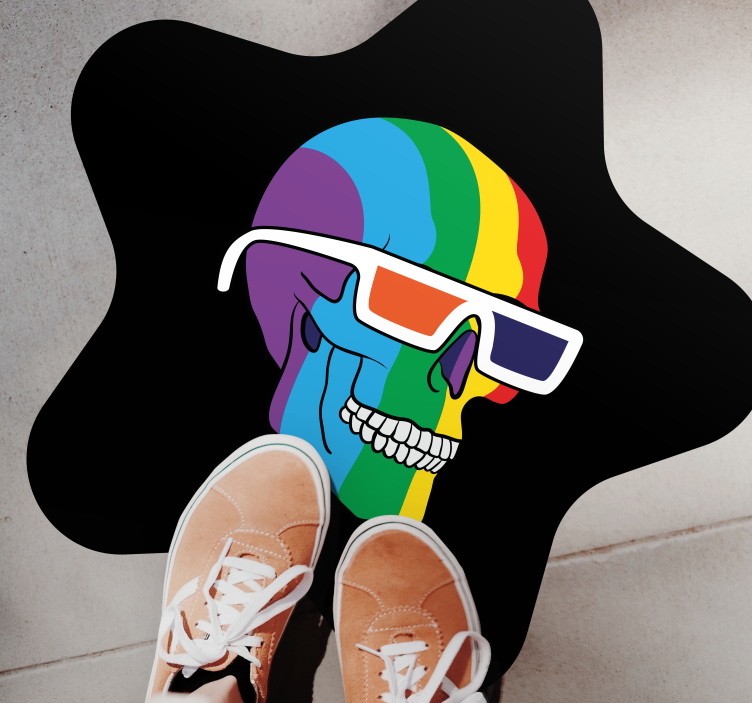 Colorful Skull Shades mosaic vinyl rug - TenStickers