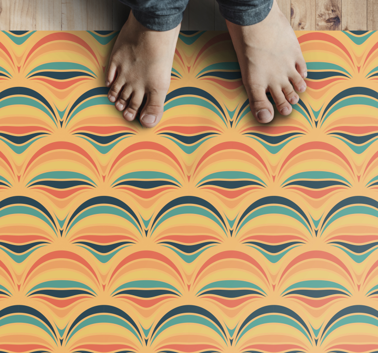 Colorful wave patterns vintage vinyl rug - TenStickers