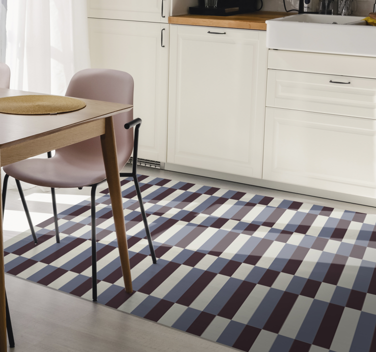 Colour block striped vinyl rug - TenStickers
