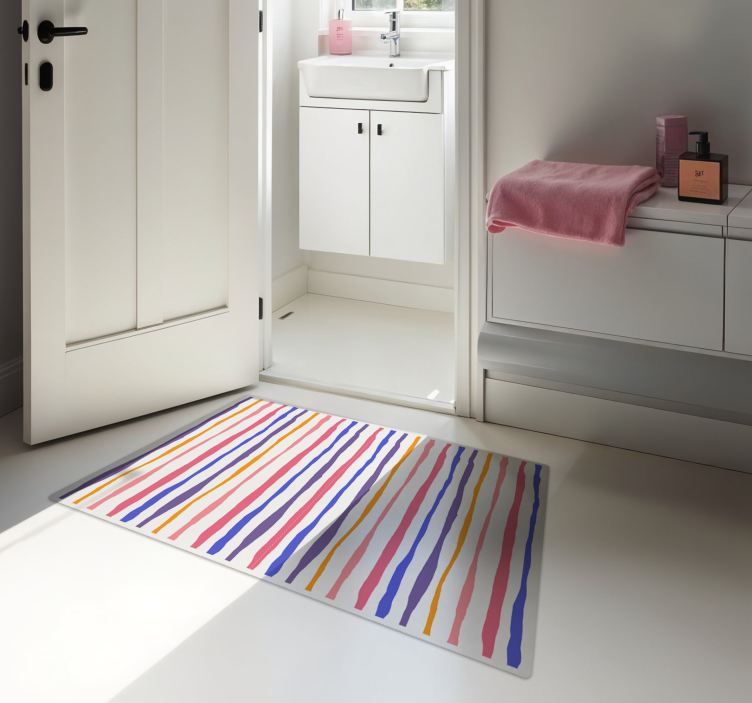 Colourful wide stripes bathroom vinyl rug - TenStickers