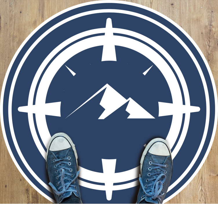 Compass Mountain Design circular vinyl rug - TenStickers