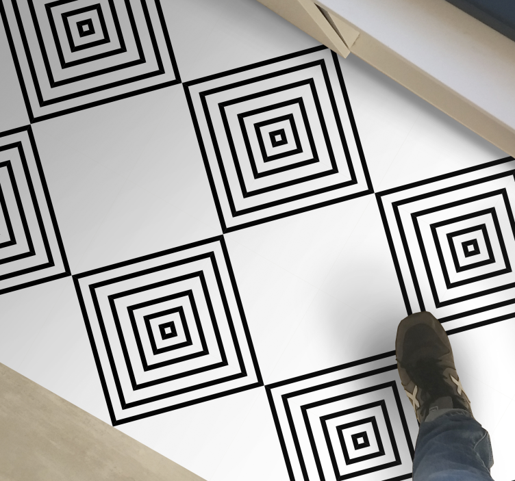 Concentric squares geometric vinyl rug - TenStickers