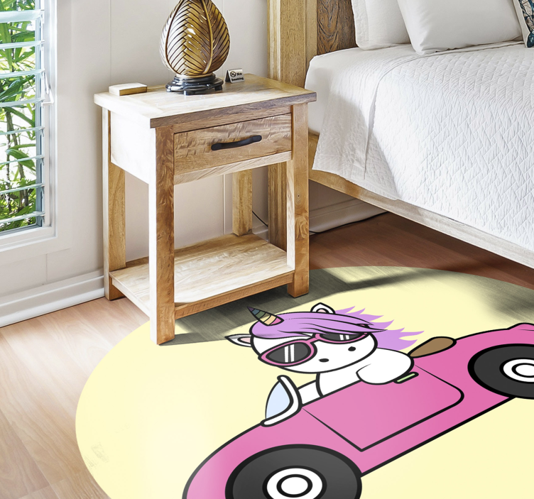 Cool unicorn driving animal rug - TenStickers