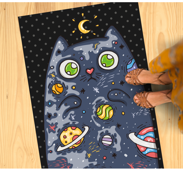Cosmic Cat Adventure kids vinyl rug - TenStickers