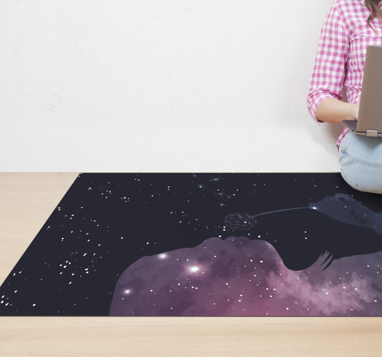 Cosmic girl blowing dandelion star vinyl rug - TenStickers