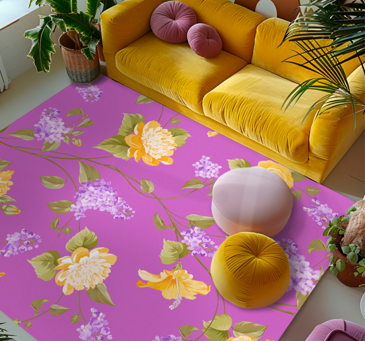 Cosmopolitan-style abstract floral rug - TenStickers