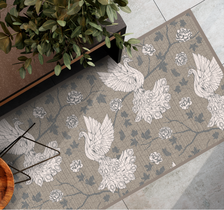 Crane Garden Scene animal vinyl rug - TenStickers