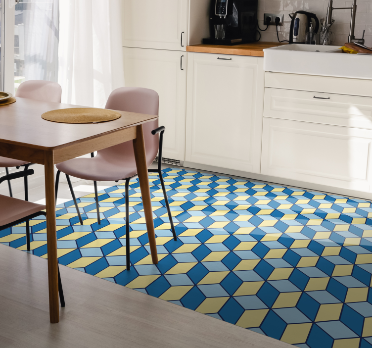 Cubist Pattern tile vinyl rug - TenStickers