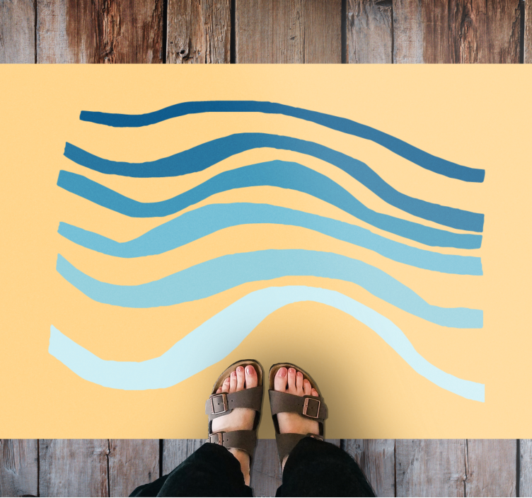 Curved Wave Motif minimal vinyl rug - TenStickers