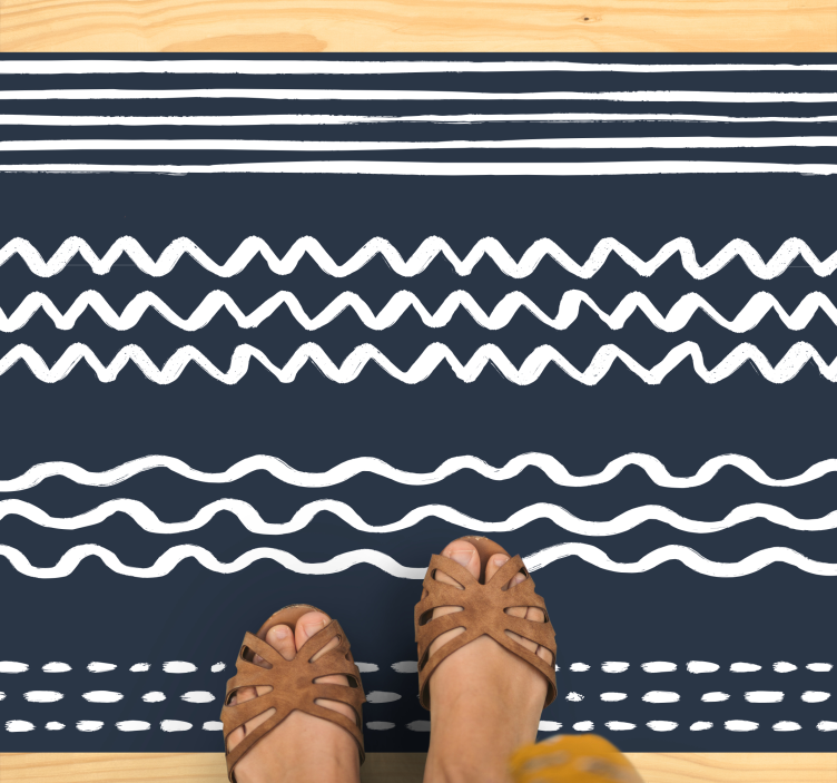 Curvy Line Arrangement striped vinyl rug - TenStickers