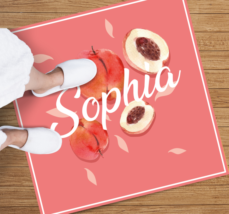 Pink peaches with name teen vinyl rug - TenStickers