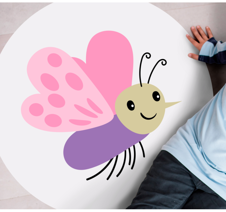 Cute Butterfly Character kids vinyl rug - TenStickers