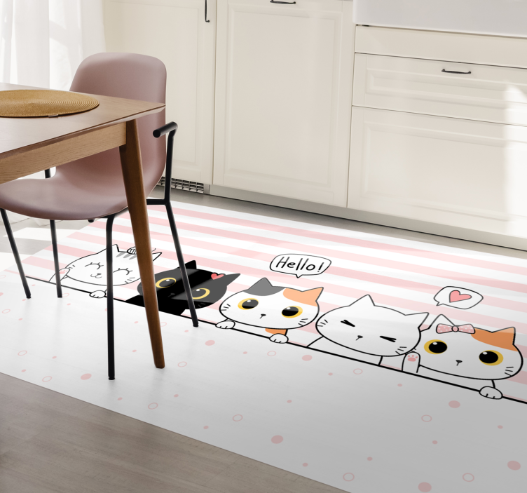 Cute cats emblemes kitchen floor tiles - TenStickers