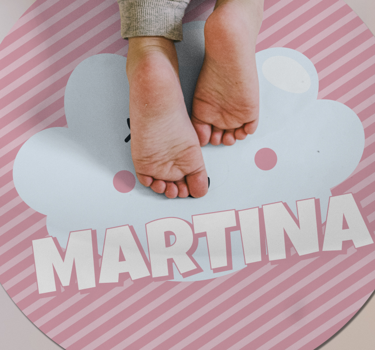 Cute cloud with name kids vinyl rug - TenStickers