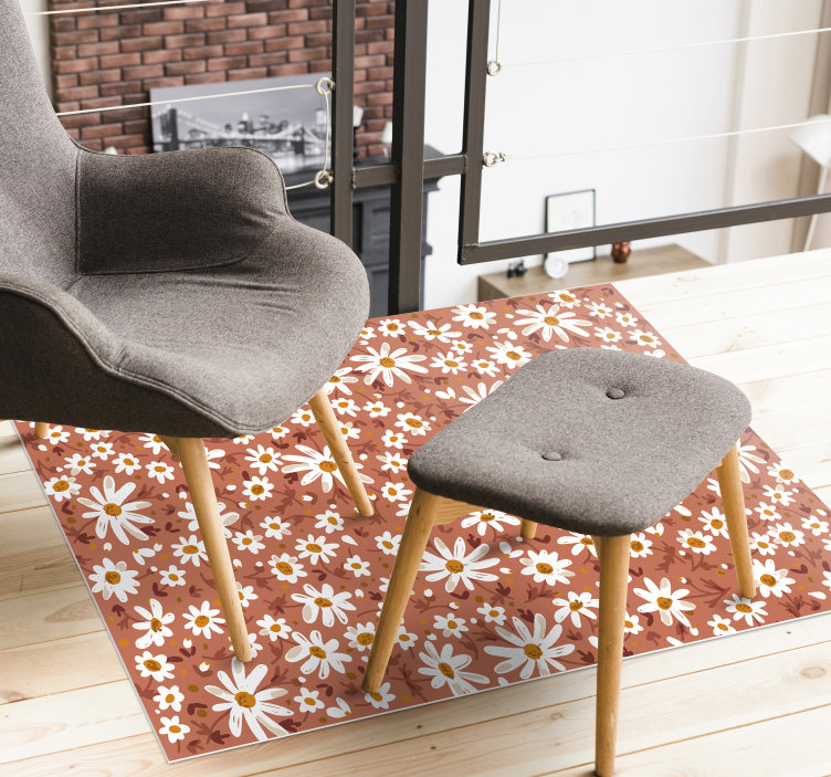 Daisy Floral Pattern floral vinyl rug - TenStickers