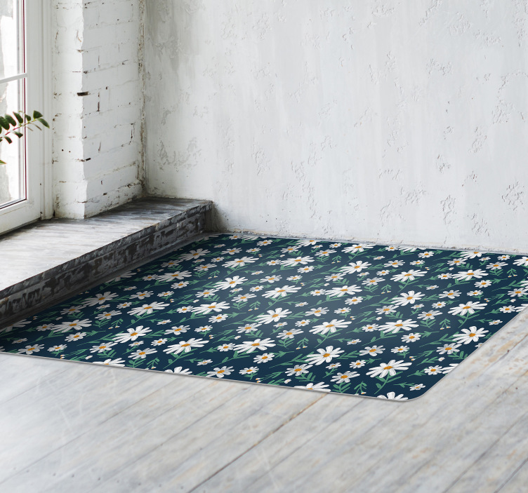 Daisy Pattern Surface floral vinyl rug - TenStickers
