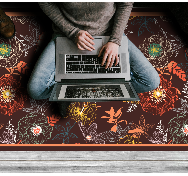 Dark vintage floral style nature vinyl rug - TenStickers