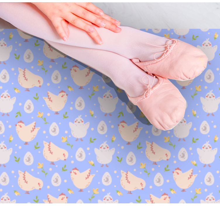 Delightful Chickens Motif kids vinyl rug - TenStickers