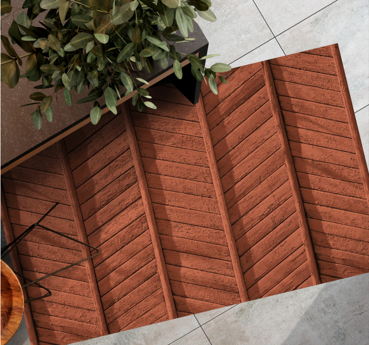 Diagonal wood rustic style wood effect rug - TenStickers